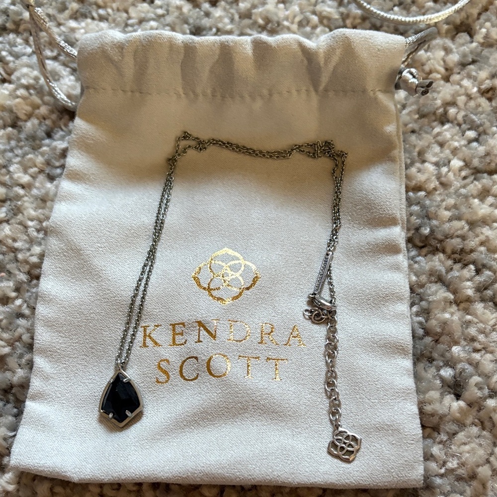 Kendra Scott Black Pendant Necklace with Silver Chain